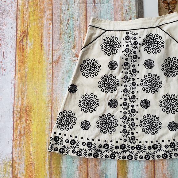 Anthro Lithe Little Cigarro Emboridered Skirt 4 - Picture 2 of 7